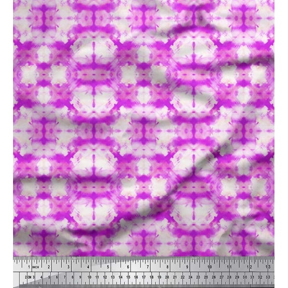 Soimoi Satin Silk Fabric Geometric Tie-Dye Print Fabric by the Yard 42 Inch Wide