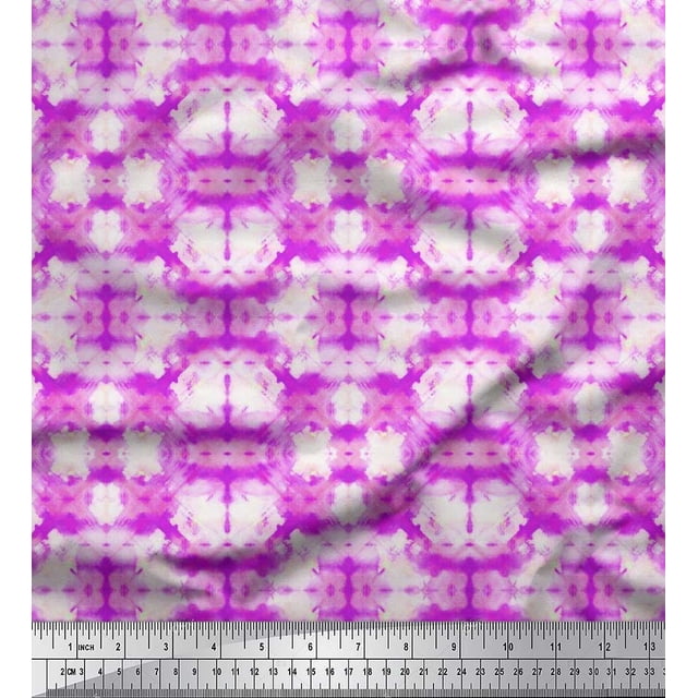 Soimoi Moss Georgette Fabric Geometric Tie-Dye Printed Fabric 1 Yard 42 Inch Wide