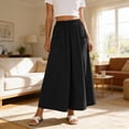 thumbnail image 2 of JGGSPWM Women's Fashion Long Skirts Flowy High Waist A Line Maxi Skirts Solid Color Casual Summer Pleated Midi Skirt with Pocket Black S, 2 of 7
