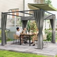 thumbnail image 2 of Outsunny 10' x 10' Patio Pergola with Retractable Canopy, Light Grey, 2 of 10