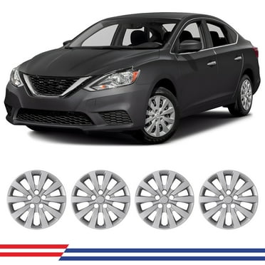 4Pcs/Set 16" Hubcaps Wheel Rims Cover For 2013-2019 NISSAN SENTRA;2011-2017 NISSAN LEAF Compatible With Steel Wheels Snap On Installation PP Material(16-Inch,LACQUER)