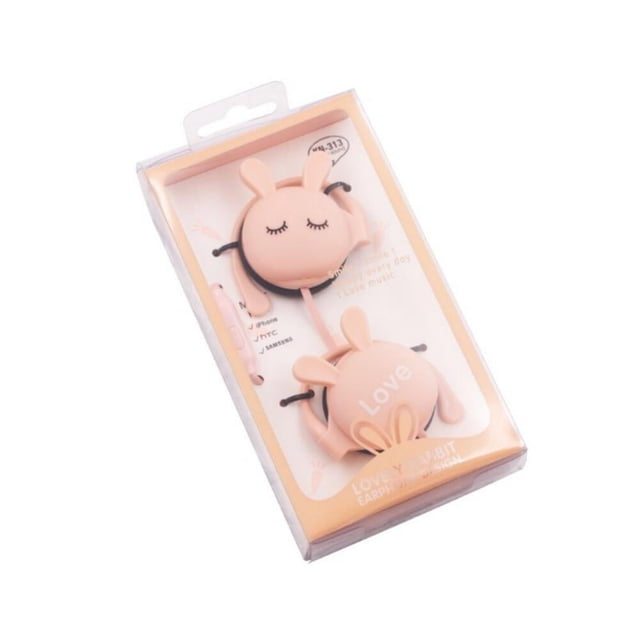Promotion!3.5mm Wired Headphone Wired Earphone Cartoon Rabbit Shaped Earbuds Cute Earbud for Girls Kids Student