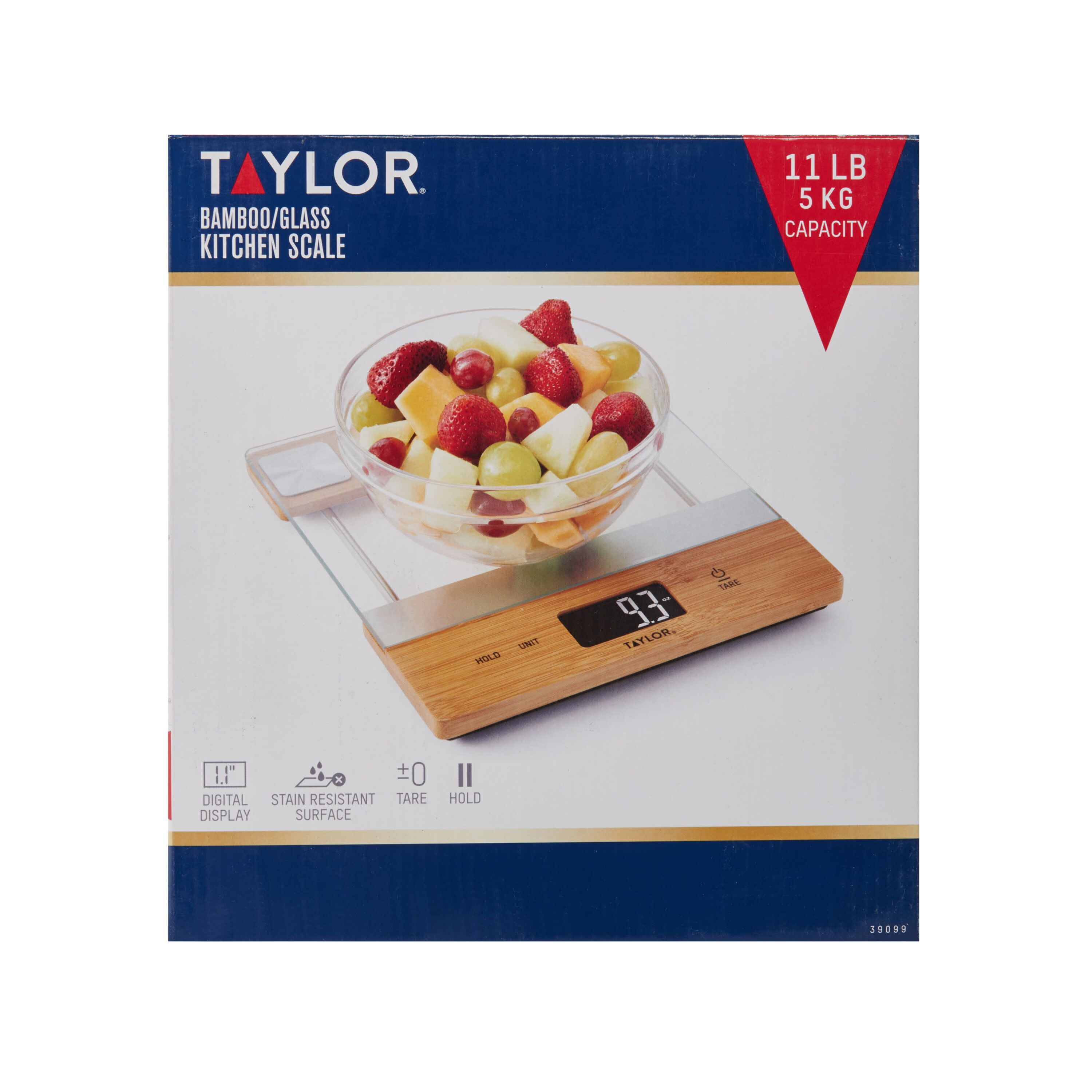 Taylor Digital 11 Pound Glass Bamboo Household Kitchen Scale and