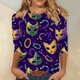 thumbnail image 4 of RKSTN Mardi Gras 3/4 Length Sleeve Womens Tops Oversized Crewneck Carnival Graphic Printed Three Quarter Sleeve T Shirt Women Casual Round Neck Funny Tuesday Carnival Party Loose Short Sleeve Shirt, 4 of 6