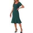 thumbnail image 4 of INSPIRE CHIC Vestido de Sheath para Mujeres, Vestido de Cóctel de los Años 50, Decoración de Botones, Vestido Midi de Sirena con Volantes, M Verde Oscuro, 4 of 6
