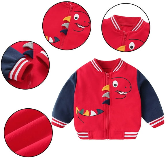 KYAIGUO Infant Baby Boys Autumn Baseball Jackets Coats Cartoon Zip up Thin Varsity Jacket Cardigan Bomber Jacket for 6M-3Y