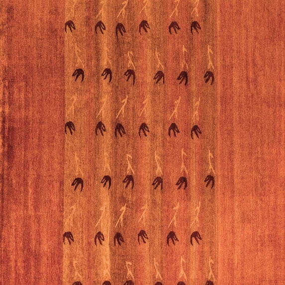 Ahgly Company Indoor Square Abstract Orange Modern Area Rugs, 7' Square