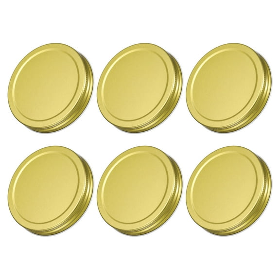 Uxcell 6Pack 86mm/3.39" Wide Mouth Tin Plate Mason Jar Lids for Canning Jars, Gold