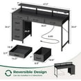 thumbnail image 3 of Computer Desk with LED Light Power Outlet and Type-C, 47 Inch Desk with Storage, Monitor Stand,39 inch, 3 of 3