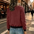 thumbnail image 7 of Womens Bomber Jacket Casual Button Lightweight Windbreaker Coat with Pockets Solid Color Fall Fashion Everyday Outerwear, 7 of 7