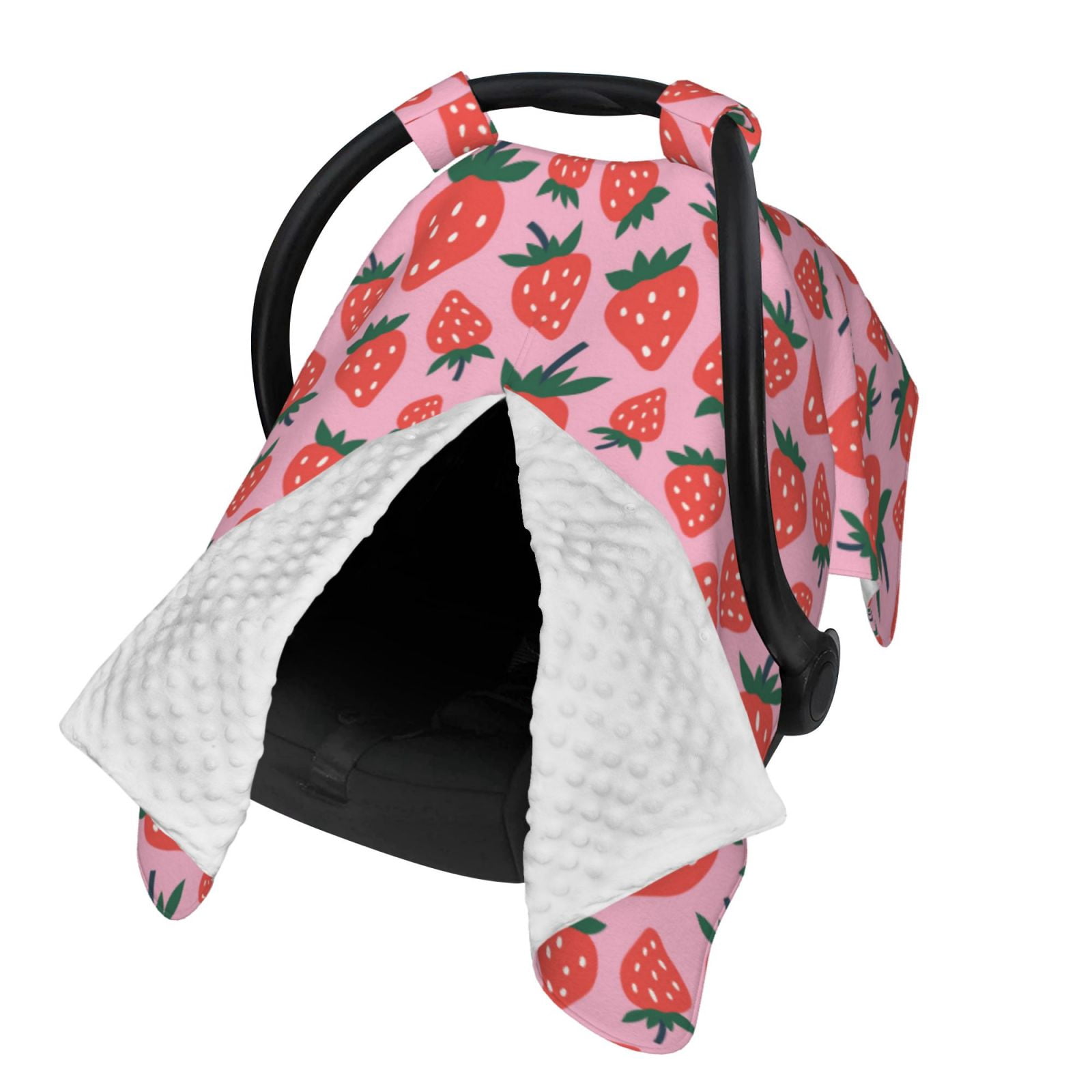 Naloa Cartoon Strawberry Baby Car Seat Cover, Breathable Baby Carrier Cover, Multiuse Baby Carrier Cover & Nursing Breastfeeding Cover