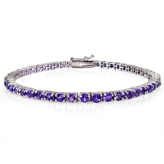 Sterling Silver 5ct TGW Amethyst 3mm Round Tennis Bracelet