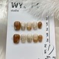 thumbnail image 3 of Press on Nails Extra Short Square Pure handmade manicure amber color smudged manicure removable false nail patches  press on nails fake nail, 3 of 5