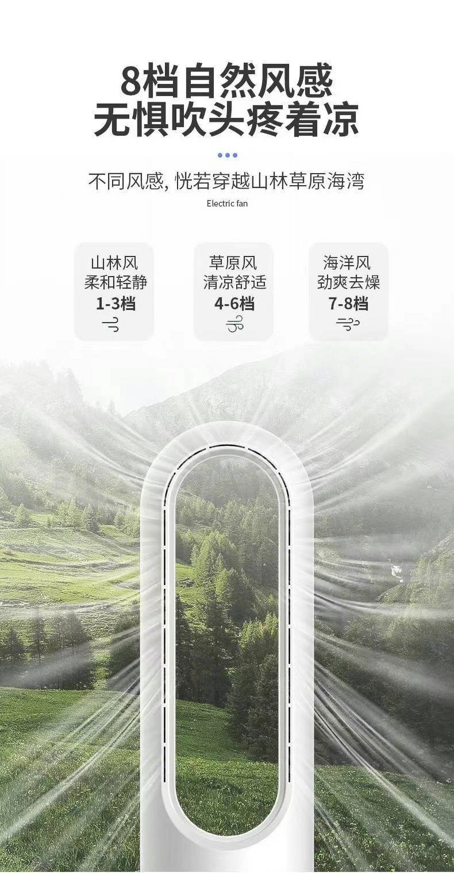 Bladeless Fan for Bedroom, 24" Tower Fan with Remote, 8 Speeds, 8H Timer, 80° Oscillating, LED Display with Auto Off, Easy to Clean, Bladeless Desk Fan for Bedroom, Kitchen, Office
