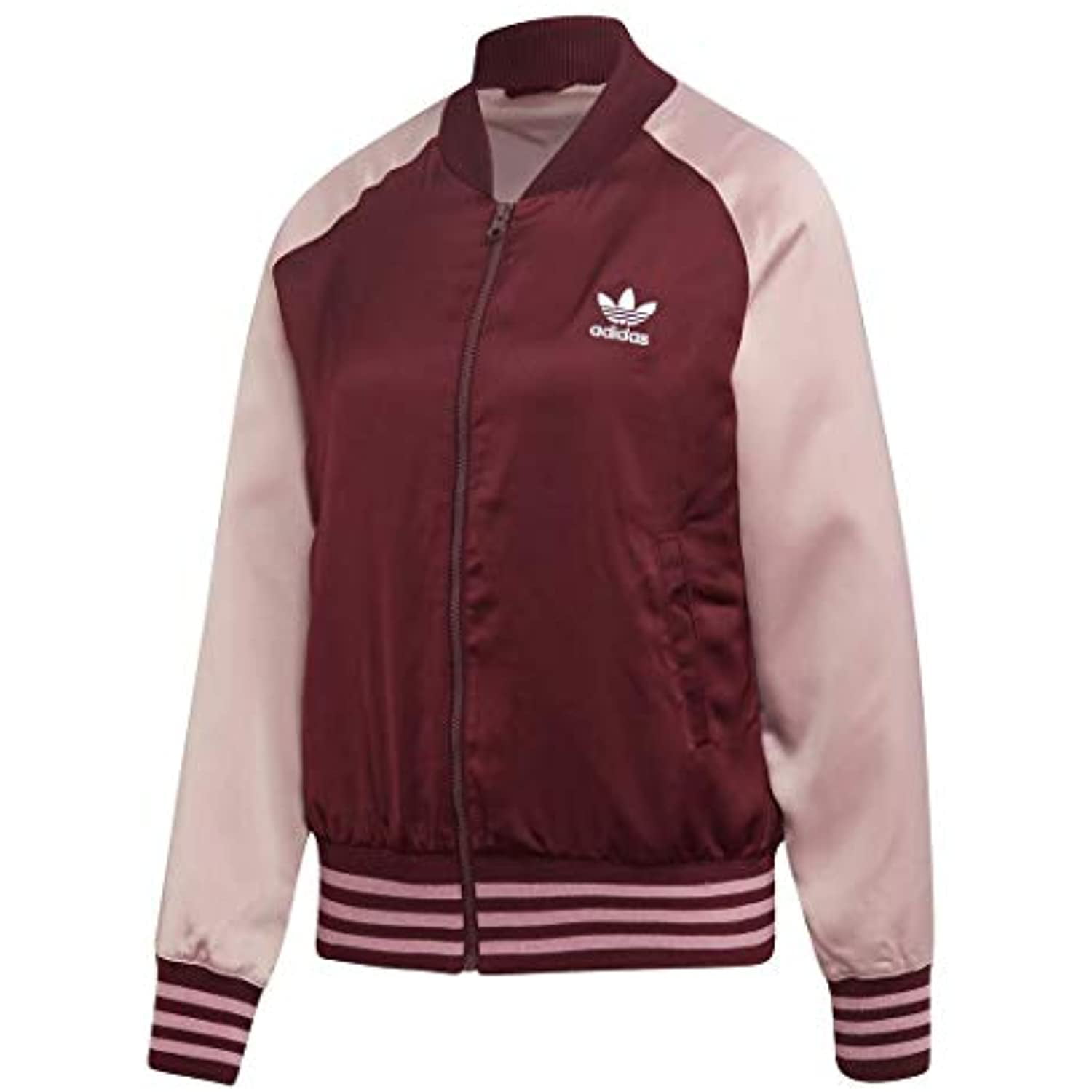 adidas Originals Satin Bomber Jacket, maroon/pink spirit, XX-Small -