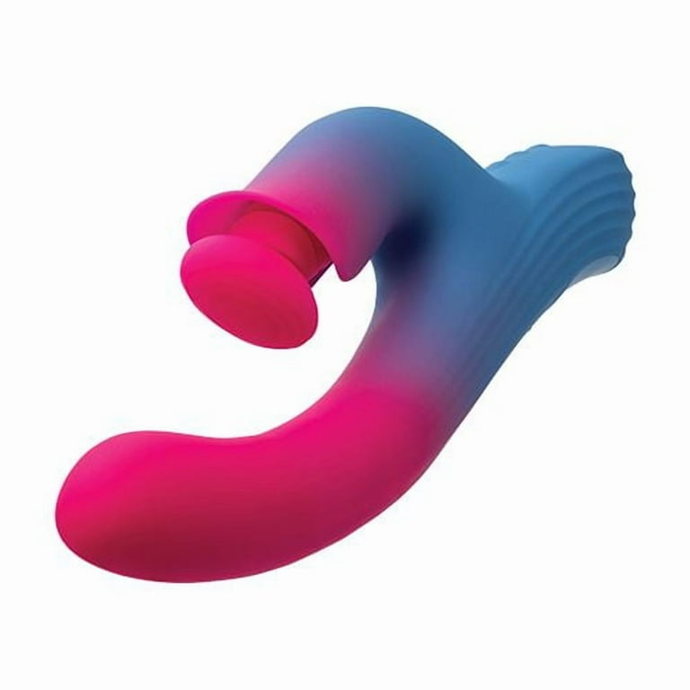 CalExotics Elation Thrusting Rechargeable Silicone Rabbit Vibrator,  Blue/Pink