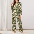 thumbnail image 2 of KLL Butterflies And Peacock Feathers Print Women's Long Sleeve Pajamas with Pants Sleepwear Loungewear 2 Set-Medium, 2 of 7