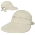 thumbnail image 2 of SUN CUBE Women Sun Hat for Outdoor UV Protection, Wide Brim Sun Hat Ponytail, Convertible Zip-Off Beach Hat Visor for Golf Gardening Pool Travel, Foldable Summer UPF50+ Visor Hat, Beige, 2 of 9