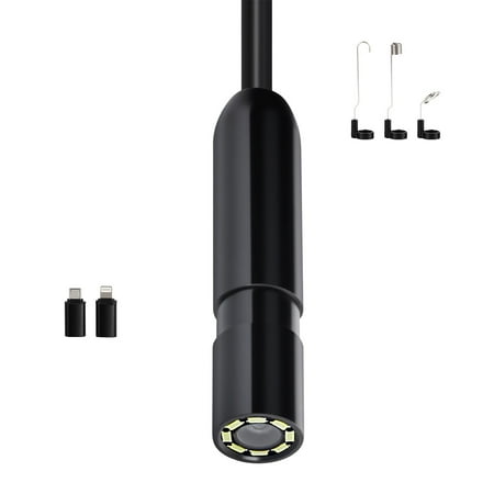 KFFKFF Endoscope Camera with 49.2FT Semi-Rigid Cable, 1920P HD Borescope for Android & IOS, Inspection Camera with Light - 8 LED, 2X Zoom, IP67 Waterproof Snake Camera for Automotive and Plumbing