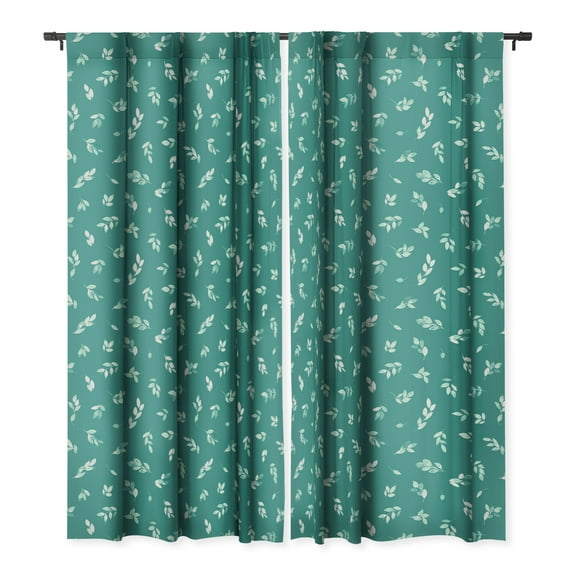 Society6 Ninola Design Small Leaves Botanical Pine Green Single Panel Room Darkening Window Curtain 50" x 64"