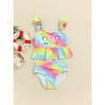 thumbnail image 2 of Fortune 3-8 Years Little Girls Swimsuits 2 Piece Cartoon Animal Print Swimwear Ruffled Tops Briefs, 2 of 9