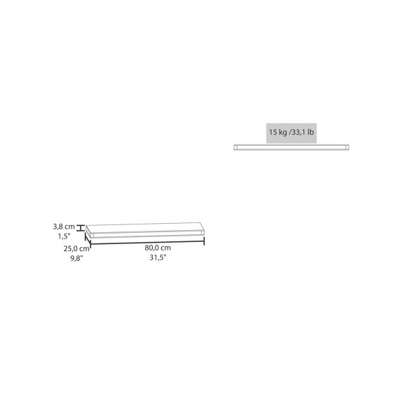 Living Room Display Shelves FM FURNITURE Iva Floating shelf in melamine x2 ,Gray Walnut,Living Room Shelving Units