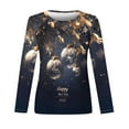 thumbnail image 4 of xixinqiwan Happy New Year 2025,Women's Fashion New Year Long Sleeve V-Neck Top 2025 Printed Holidays T-shirts, 4 of 6