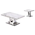 thumbnail image 1 of Genuine White Marble 2pc Coffee Table Set with Silver Stainless Steel Base, 1 of 4