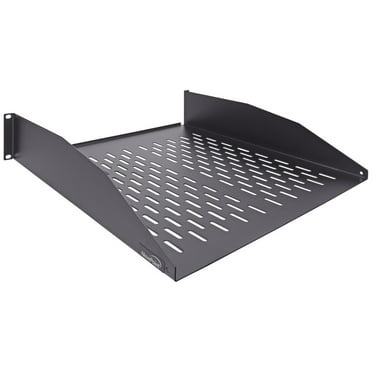 Navepoint 2U 19-Inch Universal Vented Rack Mount Cantilever Server Cabinet Shelf 18-Inches Deep With Lip Black