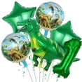 thumbnail image 4 of Kit de globos de dinosaurios para niños, globos de aluminio con forma de estrella y número de dinosaurio, ideal para decorar fiestas en la jungla, juguetes, 4 of 5