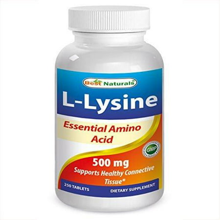 L-Lysine 500 mg 250 Tablets by Best Naturals -- Essential Amine Acid -- Manufactured in a USA Based GMP Certified