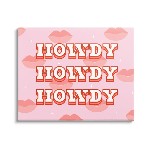 Stupell Industries Howdy Pink Southern Glam Lips Inspirational Painting Gallery Wrapped Canvas Print Wall Art