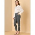 thumbnail image 2 of Pantalones A Cuadros De Tartán Vintage Para Mujer Pantalones Largos Rectos De Cintura Elástica Gris L, 2 of 6