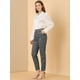 thumbnail image 2 of INSPIRE CHIC Pantalones A Cuadros De Tartán Vintage Para Mujer Pantalones Largos Rectos De Cintura Elástica Gris XS, 2 of 6