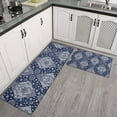 thumbnail image 2 of Blue and White Ethnic Floral Pattern Kitchen Rugs Sets Of 2,Anti Fatigue Kitchen Mat Rugs Non Slip Washable,Decorative Kitchen Floor Mats for Kitchen,Sink,Laundry,17"x30"+17"x47", 2 of 7