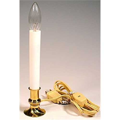 Creative Hobbies® Electric Window Candle Lamp With Brass Plated Base Onoff Switch Light Bulb 4081