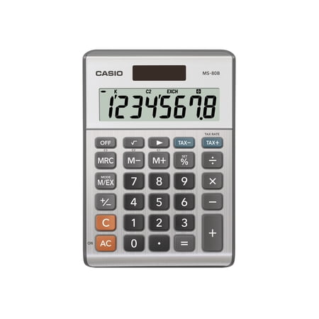 Casio MS-80B 8-Digit Desktop Calculator, Satin Nickel
