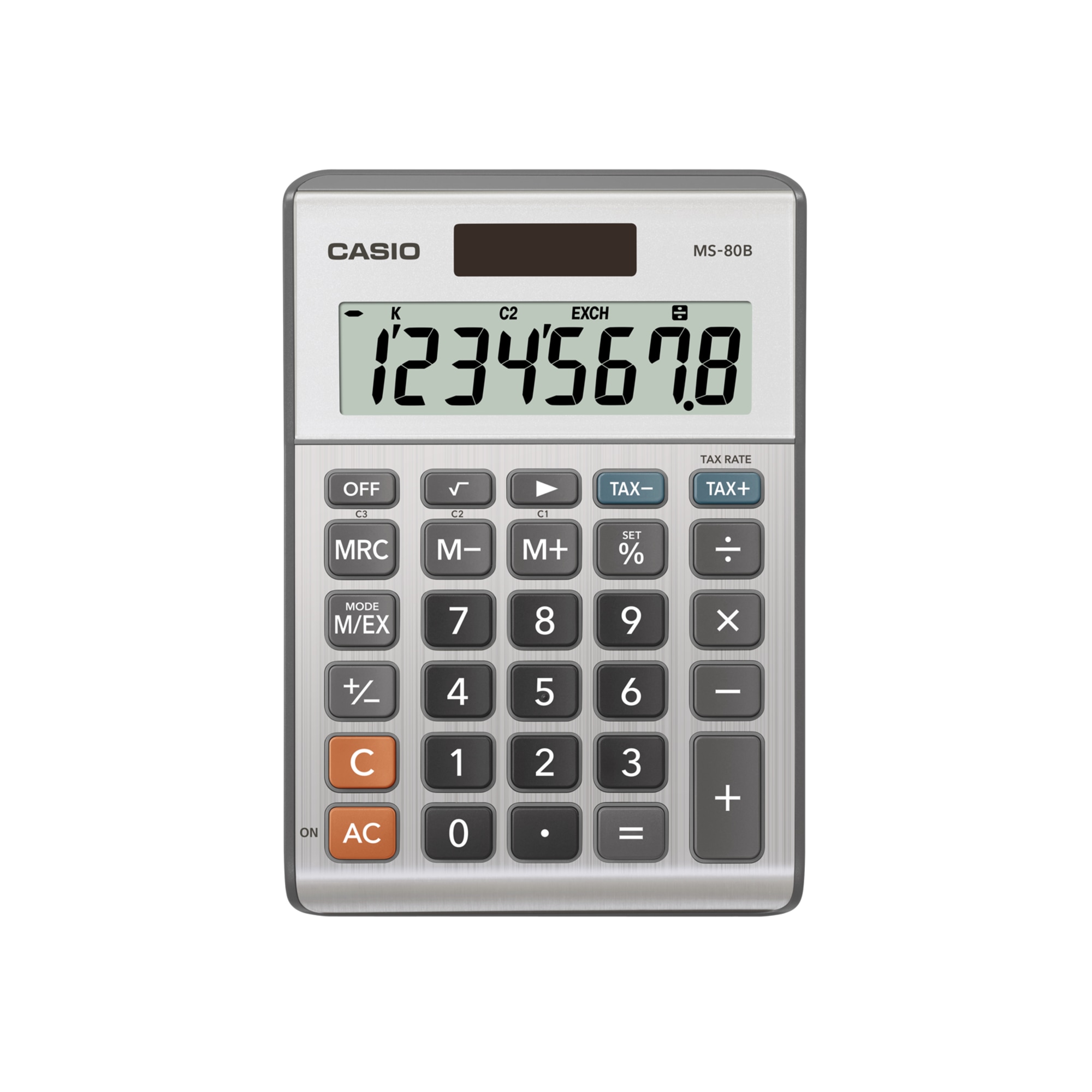 Casio MS-80B 8-Digit Desktop Calculator, Satin Nickel