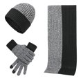 thumbnail image 1 of WEAIXIMIUNG Fingerless Gloves for Men Woolen Hat Set Matching Color Knitted Hat Thick Scarf Gloves Three Piece Set, 1 of 5