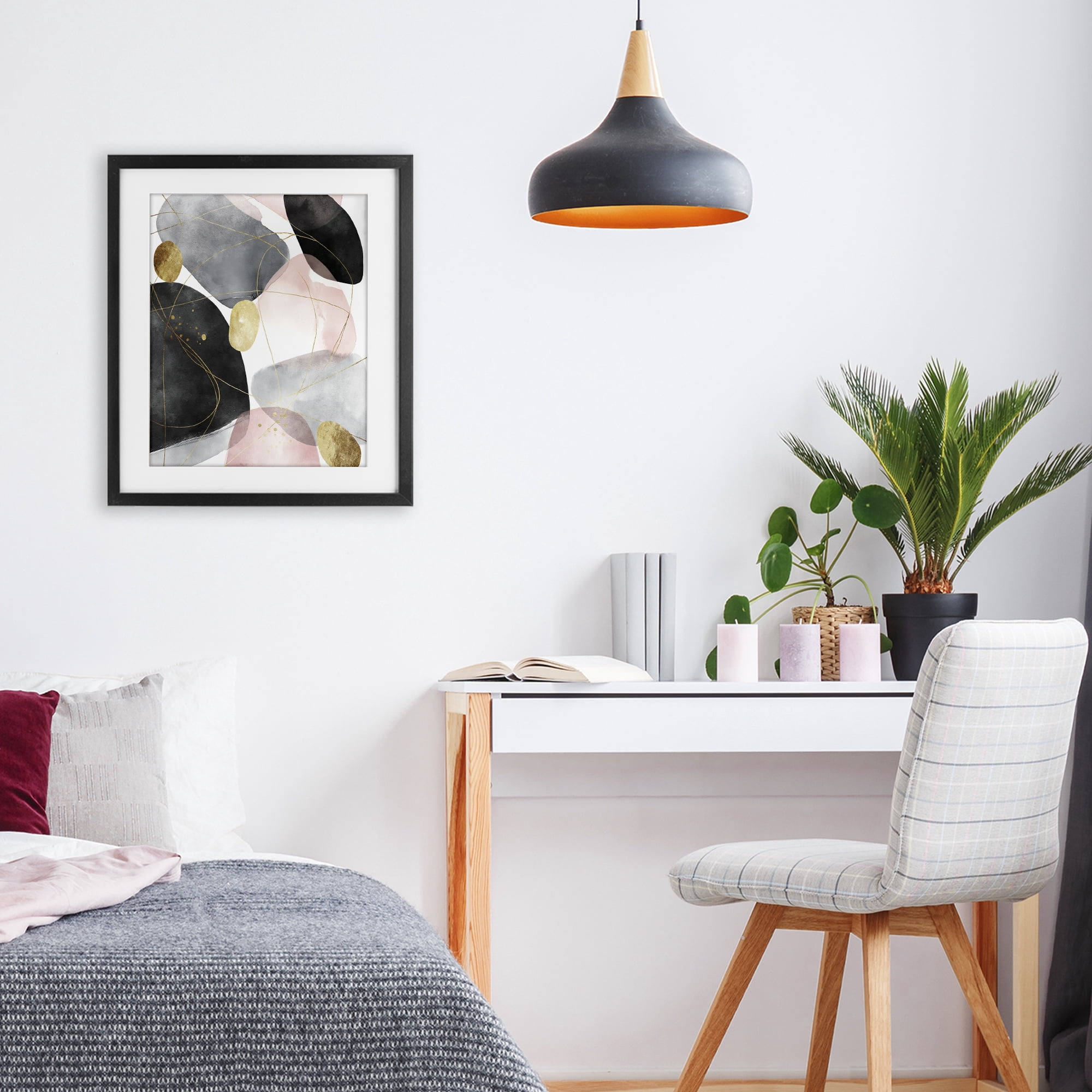 Stupell Industries Gilded Echoes Shapes Black Framed Print Under Glass, design by Svetlana Aleynikova