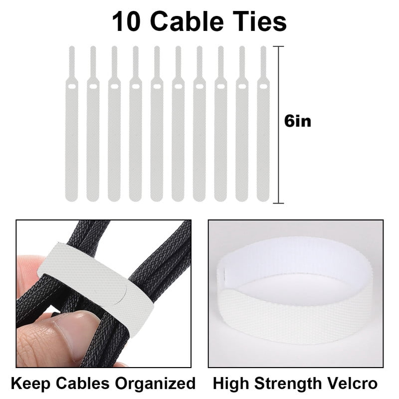 Whole Sale Direct 3-Size Cable Hider Box Set - Universal Surge Protector Cover with Ventilation Slots, 10 Cable Ties & 4 Clips for Home/Office (White)