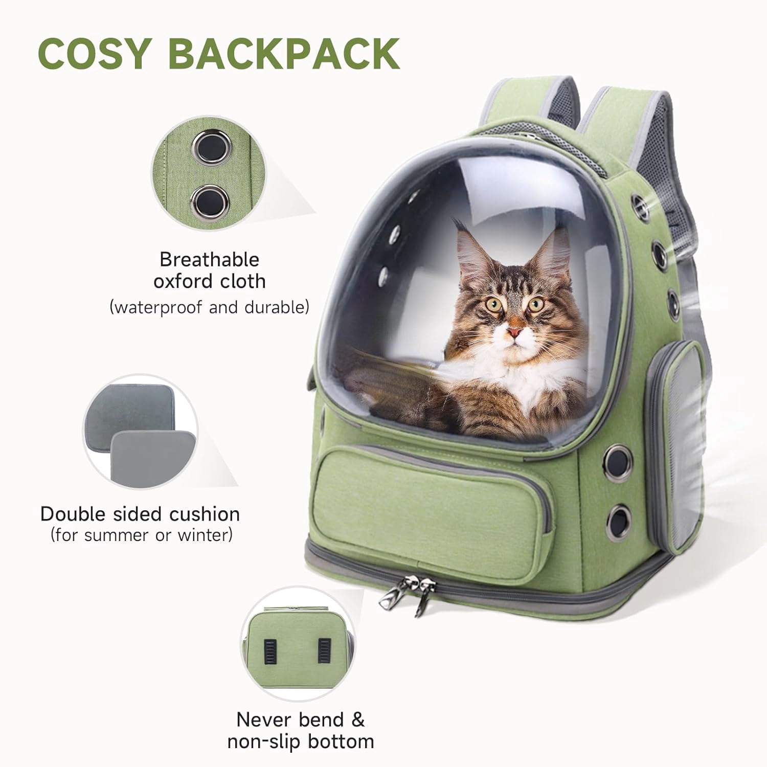 Comfortable Breathable Transparent Pet Backpack Carrier for Cats and Dogs