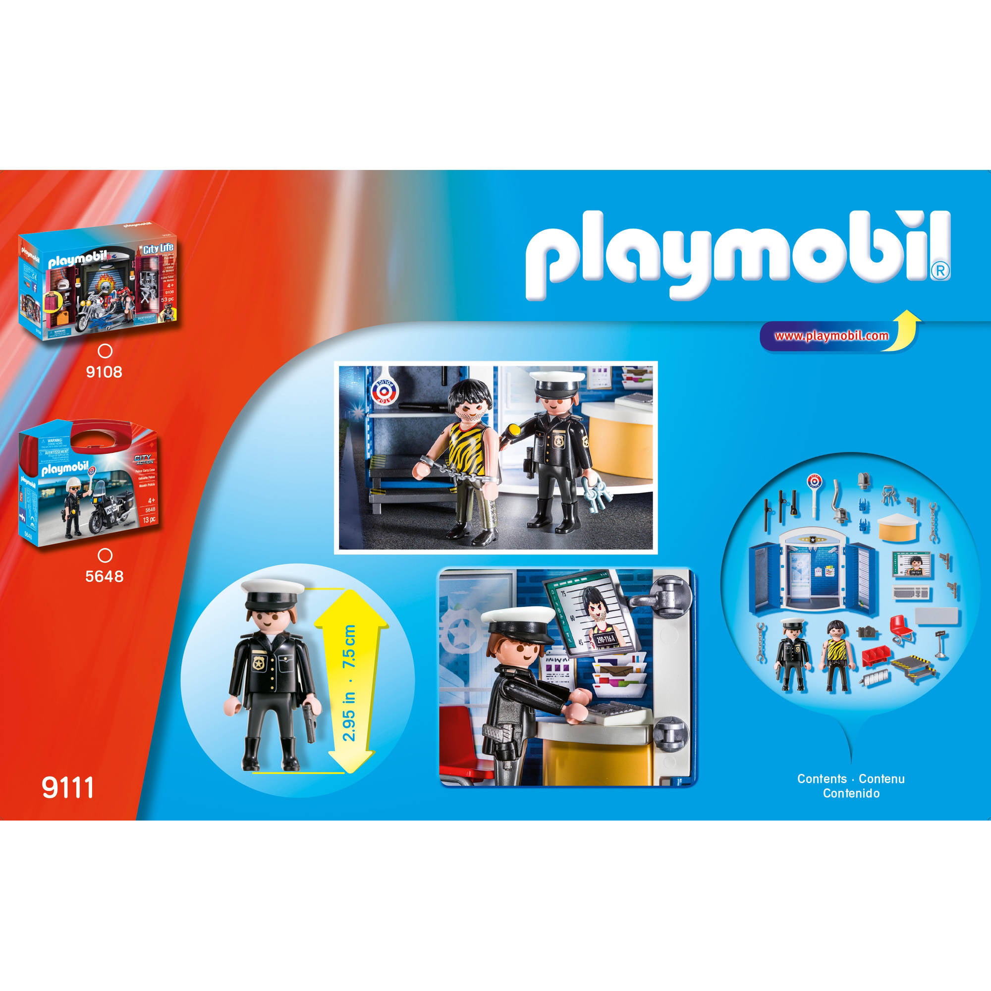 NIB Playmobil 9111 City Action Police Station Play Box 50pc Set Ages 4+ 