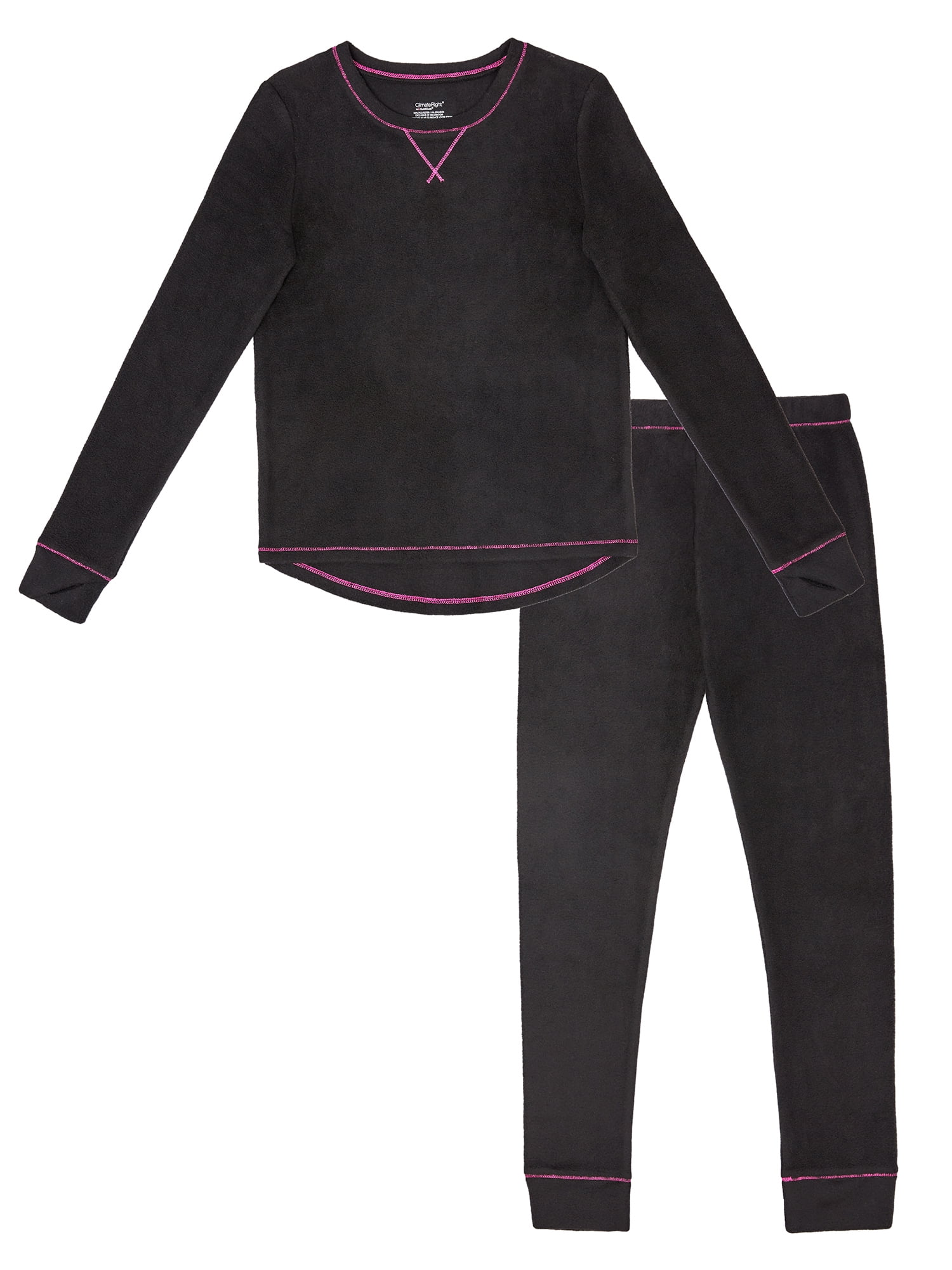 Climate Right Girls Stretch Fleece Thermal Underwear Set, (Little Girls & Big Girls)