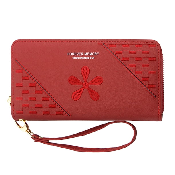 Bolso bordado con cremallera a la moda, bolso con múltiples ranuras, clip para dinero para mujer