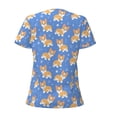 thumbnail image 3 of Goofa Kawaii Corgi Pattern Womens Deep V Neck Low Cut Tops Casual Summer Short Sleeve Ribbed Knit T-Shirts-Large, 3 of 5