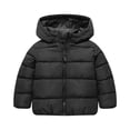 thumbnail image 2 of Girls Solid Hooded Padded Jacket Zip up Long Sleeve Quilted Coat Thick Warm Winter Outerwear for Toddler Little Girls Daily Outdoor Wear Black 12 Months, 2 of 8