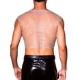 thumbnail image 3 of INSPIRE CHIC Men's V-Neck Sleeveless Party Shiny Mesh Rhinestone Tank Top M White, 3 of 6