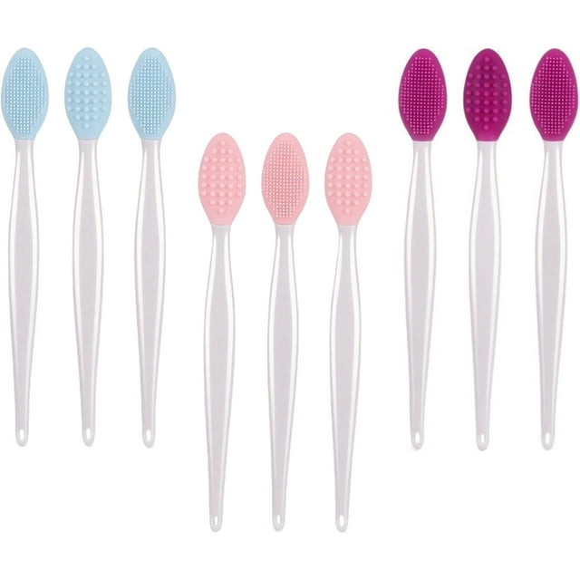 9 Pcs Lip Scrub Brush,Double-Sided Silicone Exfoliating Lip Brush Pore Cleaning Scrubber Exfoliator Tool
