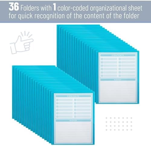 - Plastic Folders with Pockets and Prongs, 36 Pack, Letter Size, Blue, Flexible Plastic Folders with Prongs, Clear Front Pocket and Card Slot